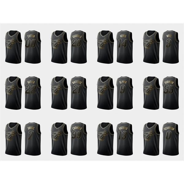 

miami\rheat\rmen jimmy butler duncan robinson bam ado andre iguodala tyler herro\rnba black custom golden edition jersey