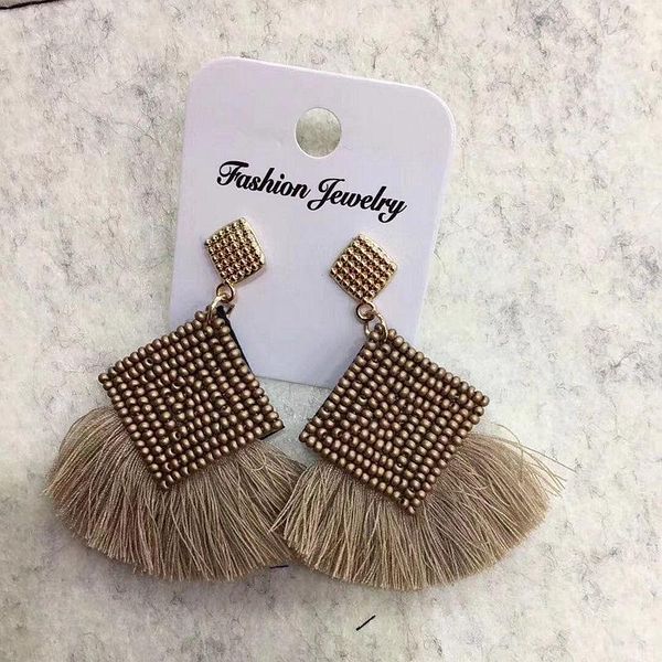 

dangle & chandelier wsn-1 handmade vintage geometric tassel earrings for women wedding girl beading weave fashion party, Silver