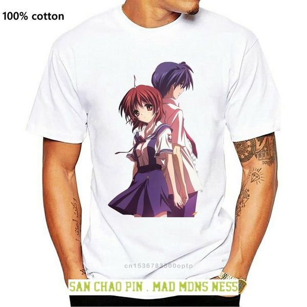 

men's t-shirts clannad anime t-shirt cotton tee shirt manga gift quality n1124 customize, White;black