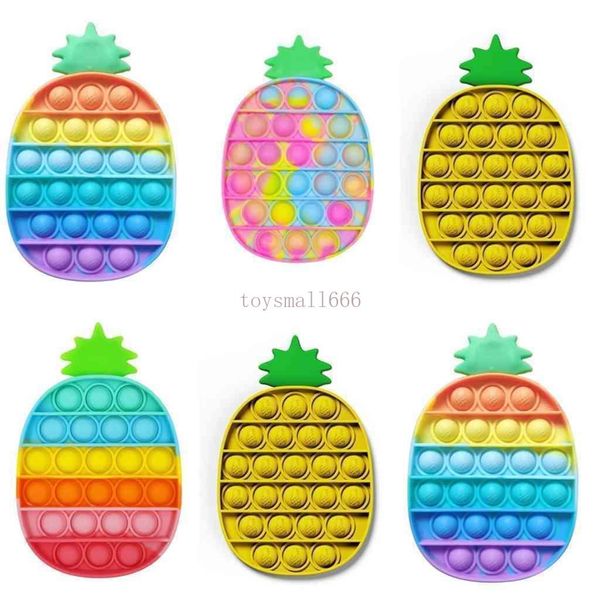 

camouflage pineapple sensory push bubble rainbow colors fidget toys stress relief children educational toy sensory decompression toy