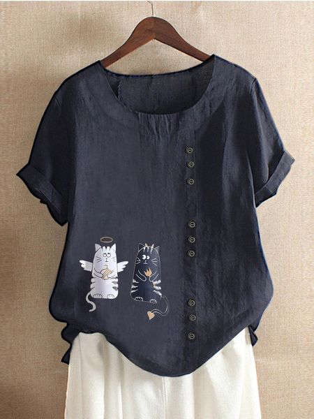 

korean casual round neck shirt in spring and summer of 2021, White