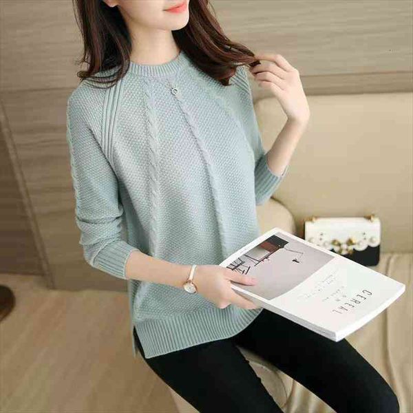 

korean style womens pullover sweater spring autumn fashion versatile lady loose oversize o-neck bottom female knitwear, White;black