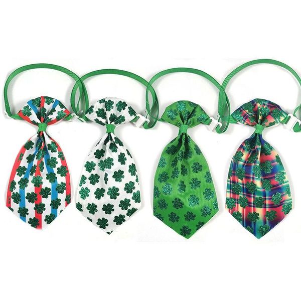 

30/50pcs st patrick's day dog bowties ties grooming products pet supplie bow tie necktie collar accessories apparel
