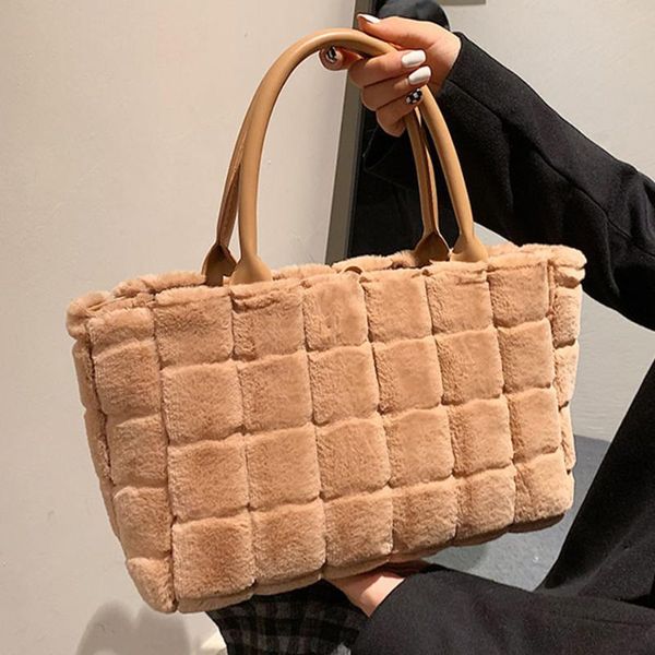 

evening bags 2021 winter faux fur women's handbag luxury designer big-name soft plush shoulder bag trend female totebag sac