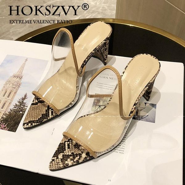 

women's shoes, net red, same color blocking and hollow sandals, transparent snake skin high heels cwf sandals, Black