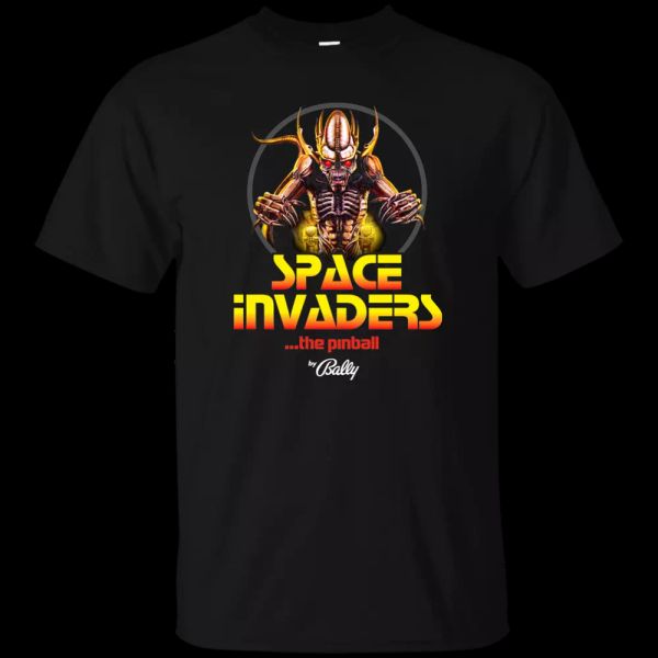 

space invaders, pinball, arcade, bally, alien, retro, gaming, silverball, gottli, White;black