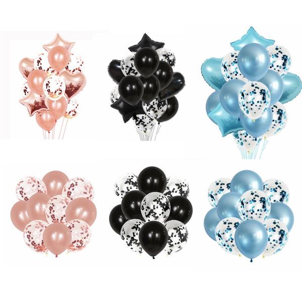 

party decoration 10/14pcs confetti balloons set birthday decorations wedding ballon heart-star globos for baby shower kids