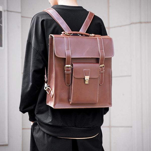 

backpack tidog leisure retro crazy horse skin outdoor travel bag student school