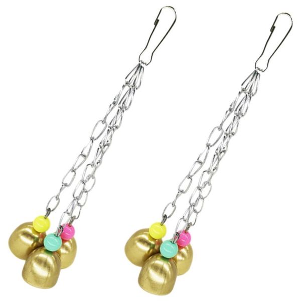 

2pcs pet bird parrot cage toys colorful hanging bell pendant decoration other supplies