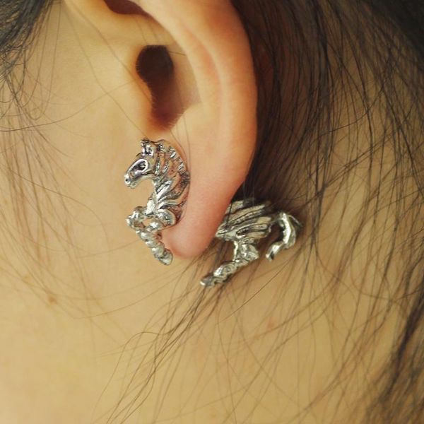 

stud vintage earrings cute giraffe lion cat deer horse crocodile for men women charm jewelry gift, Golden;silver
