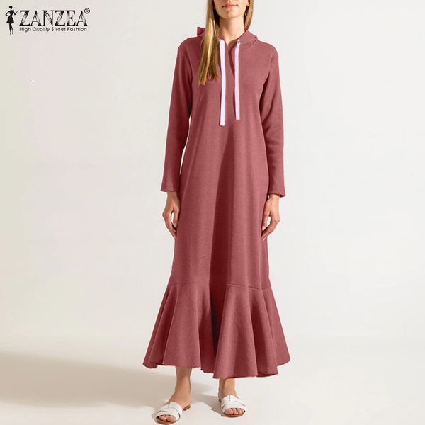 

dresses 2021 fashion ruffle hoodies dress women's autumn sundress casual long sleeve hooded vestidos female drawstring robe s-5x, Black;gray