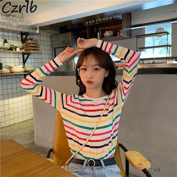 

women's sweaters sweater pullovers womens striped fashion tender chic daily leisure autumn colorful all-match students korean style sof, White;black