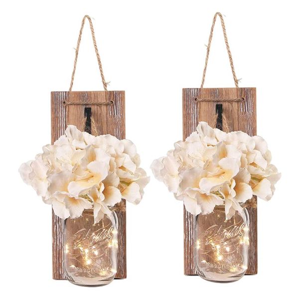 

wall sconces vintage decorative light lamp mason jar floral silk flower