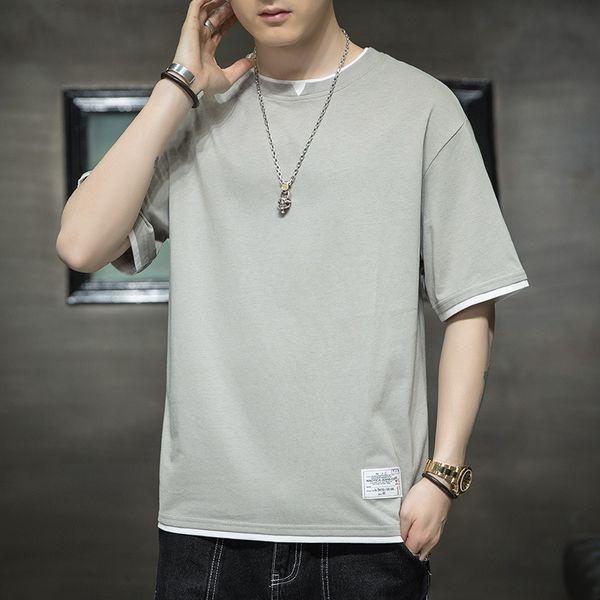 

short sleeve t shirt men's summer 2021 fashion brand ins loose casual trend round neck bottoming clothes, White;black
