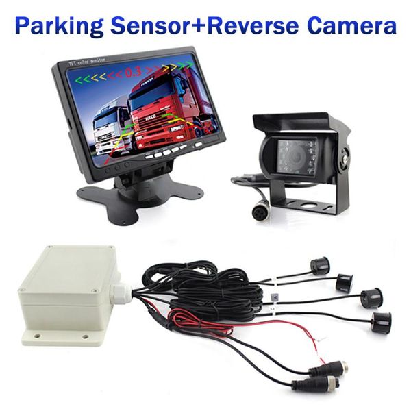 

car rear view cameras& parking sensors truck bus van camper led sensor parktronic 7 inch monitor 4 reverse backup camera syst