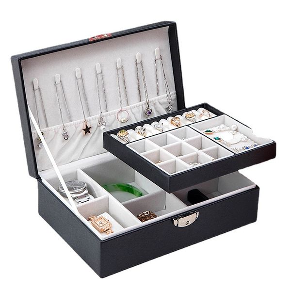 

jewelry organizer box for women senior pu leather medium sized storage with lock portable travel case earrings bracelets 1221972