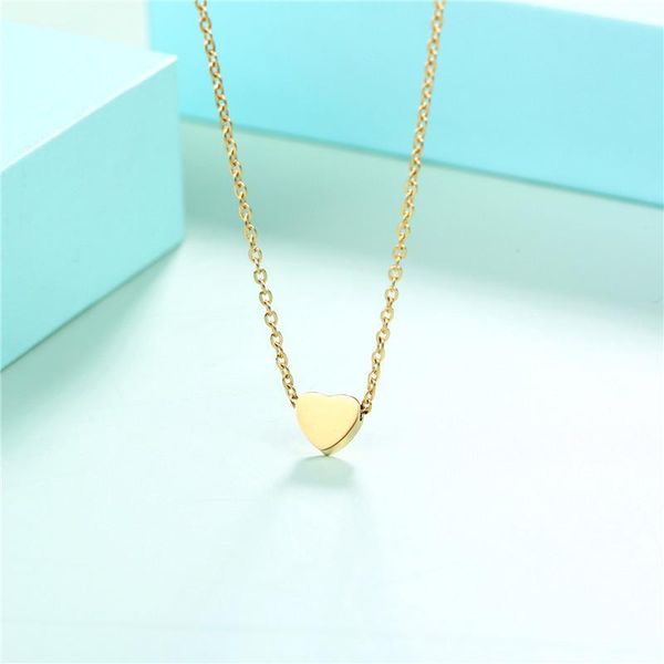 

heart 24k gold jewelry 2021 trend 500mm stainless steel rose fashion necklace for women korean style pendant yms n247 necklaces, Silver