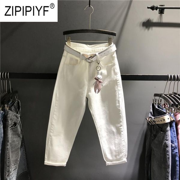 

women's jeans fashion women clothes harem high waist loose pants female casual washed denim fit lady white k466, Blue