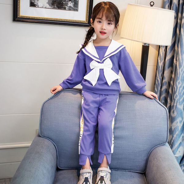 

children's suit tracksuit toddler girl autumn children cotton long sleeve school uniform outfits sports set clothes for girls 12 years, White