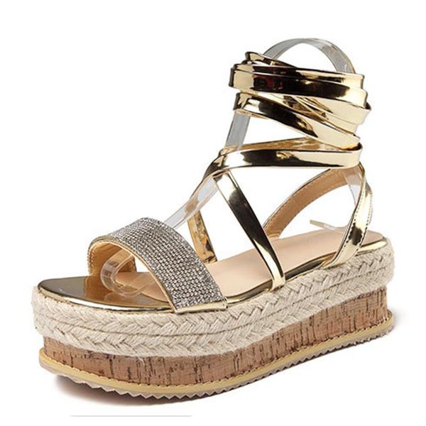 

women sandals shoes high heels cross strap sandalias summer 6cm wedge heel fashion open toe thick sole, Black