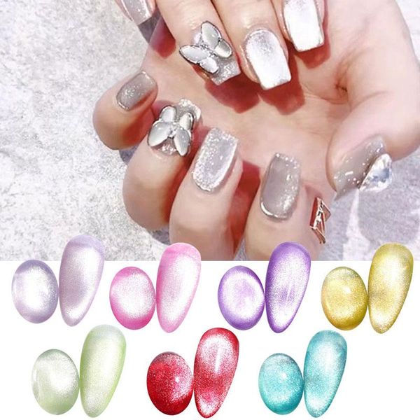

magnetic cat eye gel nail polish pruple crystal varnish cured uv led lamp art soak off semi permanent holographic