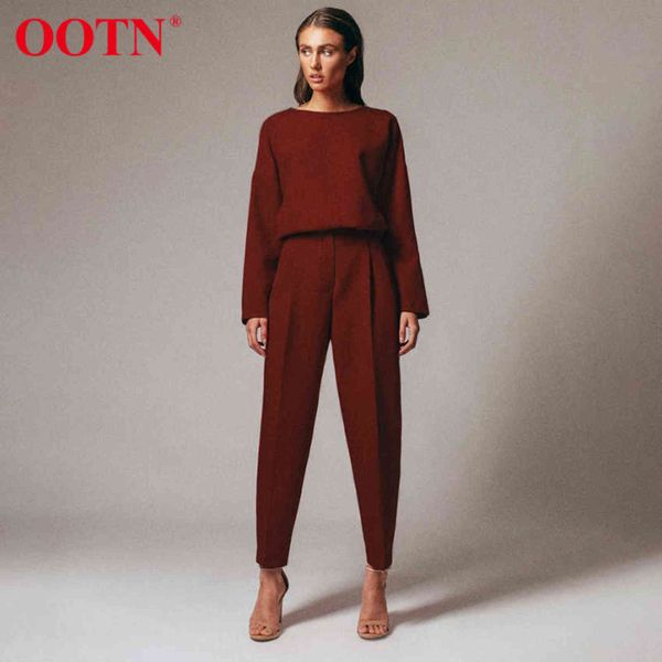 

ootn brown pencil pants female autumn winter elegant ladies plain casual black office work straight women trousers 211124, Black;white
