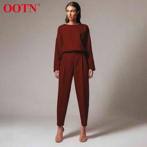 Ootn Brown Lápis Calças Feminino Outono Inverno Elegante Senhoras Parte Casual Escritório Preto Trabalho Reta Mulheres Calças 211124