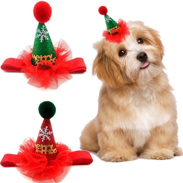 

dog apparel pet cat christmas hat sequin headwear party headpiece cap with adjustable strap cosplay costume1111