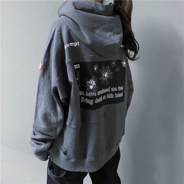 

cavempt trui men loose brain couples do old hoodies women retro campus slijtage, Black