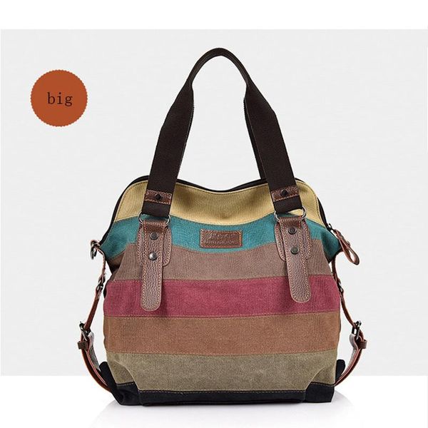 

evening bags retro stitching contrast ladies canvas one-shoulder large-capacity design outing casual travel lightweight messenger bag
