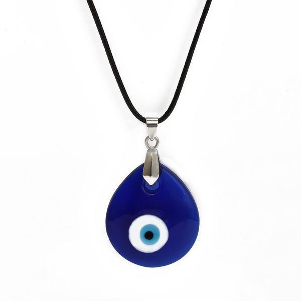 

2021 eye of evil glass necklace pendant wax string simple necklace, Silver
