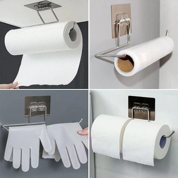 

toilet paper holders 1pcs kitchen holder tissue self-adhesive hanging bathroom wc rolhouder roll towel storage stand rack