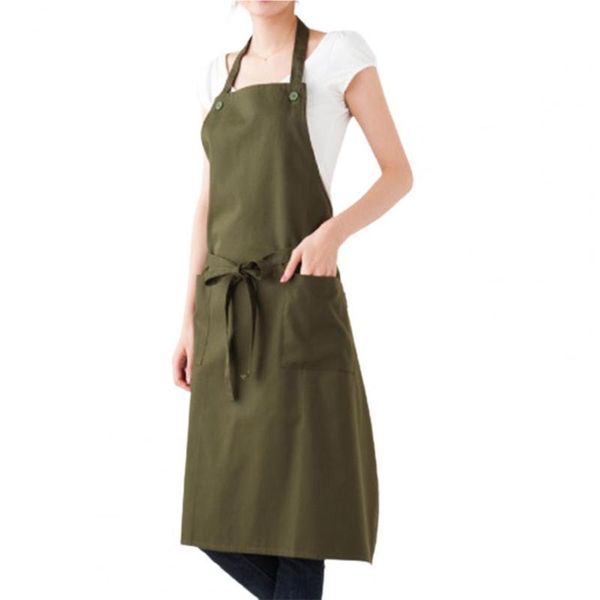 

solid color waterproof housework cooking pockets adjustable bib aprons household cleaning tools accessories