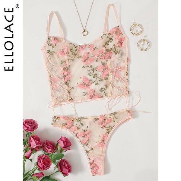 

floral underwear set lingerie butterfly embroidery underwear women bandage lace up erotic lingerie brief sets, Black;white