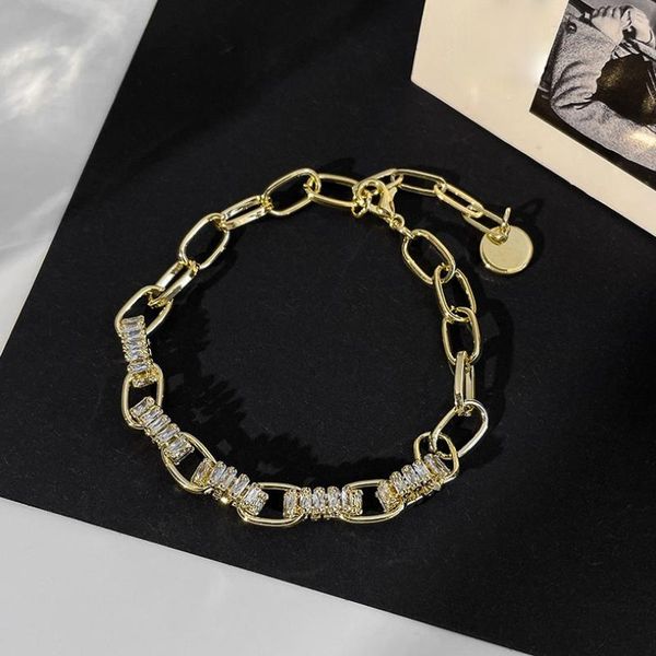

link, chain delicate jewelry metal bracelet design korean temperament zircon for women gifts, Black