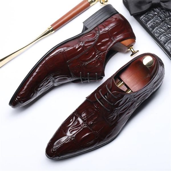 

dress shoes men genuine leather brogue business wedding banquet casual flats vintage handmade oxford for black