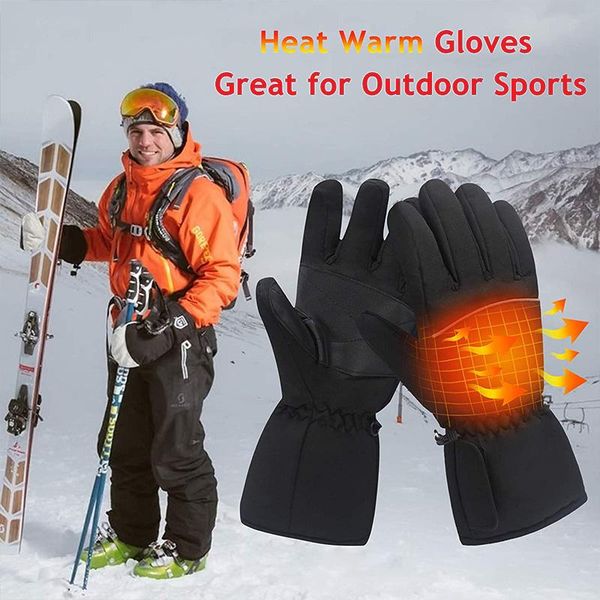 

cycling gloves winter outdoor electric heating battery hand warmer waterproof and windproof for hunting/fishing/skiing/gloves, Black