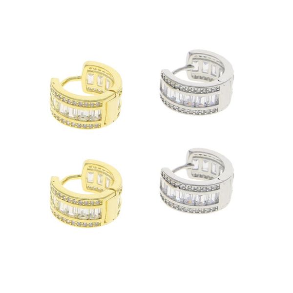 

hoop & huggie micro pave clear cz full cubic zirconia circle hoops for women girls jewelry multi row minimal small earring, Golden;silver