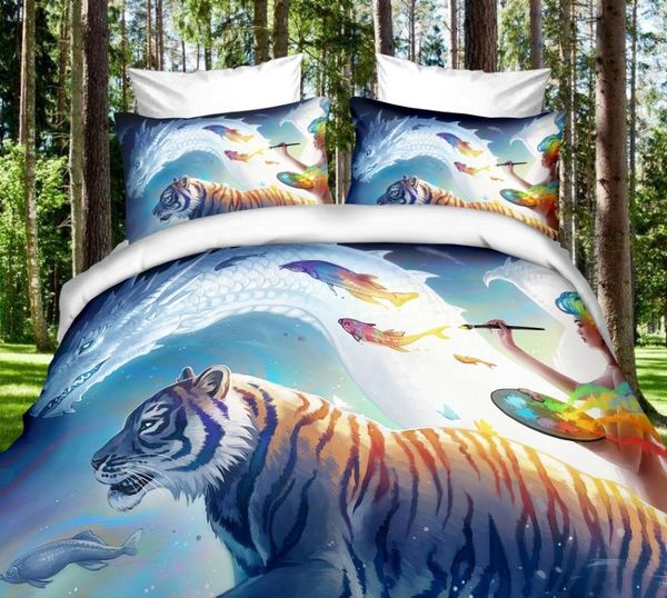 

tag bedding set single twin full  king size animal lion wolf bed children's kid bedroom duvetcover sets 001