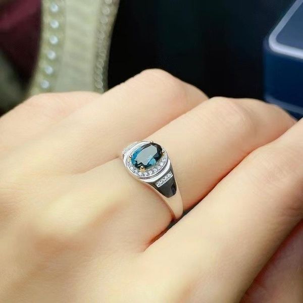 

cluster rings natural london blue pendant with chain,genuine s925 sterling silver necklace,woman fashion jewelry,z jewelry,bridal, Golden;silver