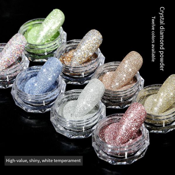 

nail glitter 17 colors crystal diamond powders laser shiny dust decorations chrome diy drill art accessories tslm1, Silver;gold