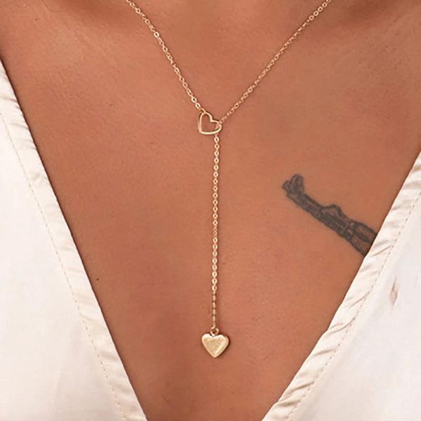 

simple copper peach heart love pendant adjustable necklace vacuum plating anti allergic fading gift for women girl necklaces, Silver