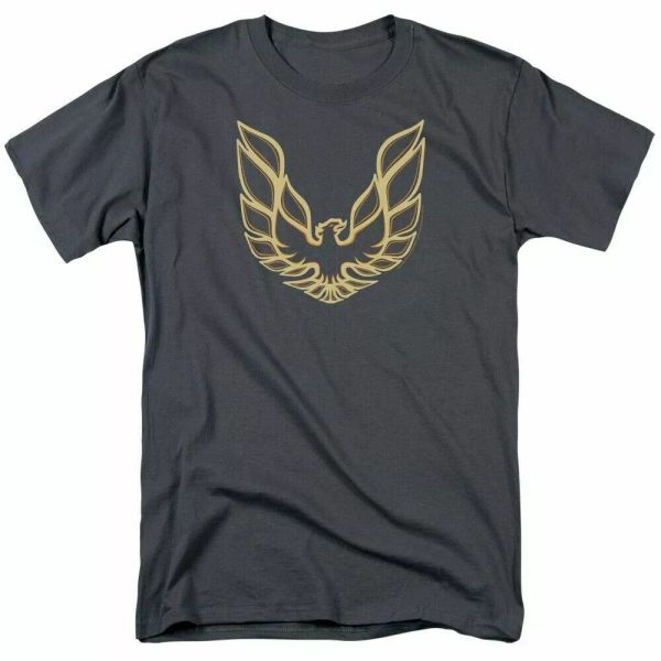 

Pontiac Iconic Firebird T Shirt Mens Licensed Auto Car Tee Trans Am Charcoal, White;black
