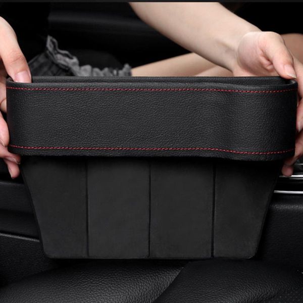 

car organizer console interior storage box phone holder exquisite seat side keys universal pocket pu leather water cup cards