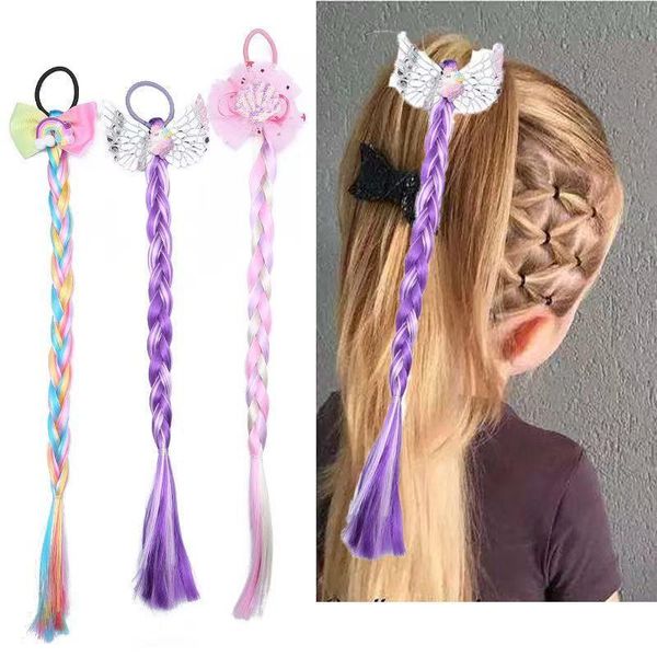 

hair accessories children's colorful wig braid braided color rope birthday party dress up princess twist headdress, Slivery;white