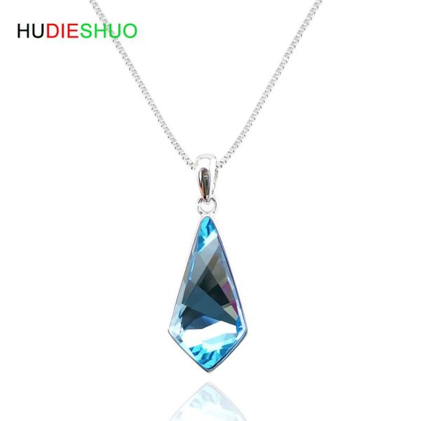 

pendant necklaces hudieshuo jewelry austria imported crystal necklace women 925silver pendants for wedding party, Silver