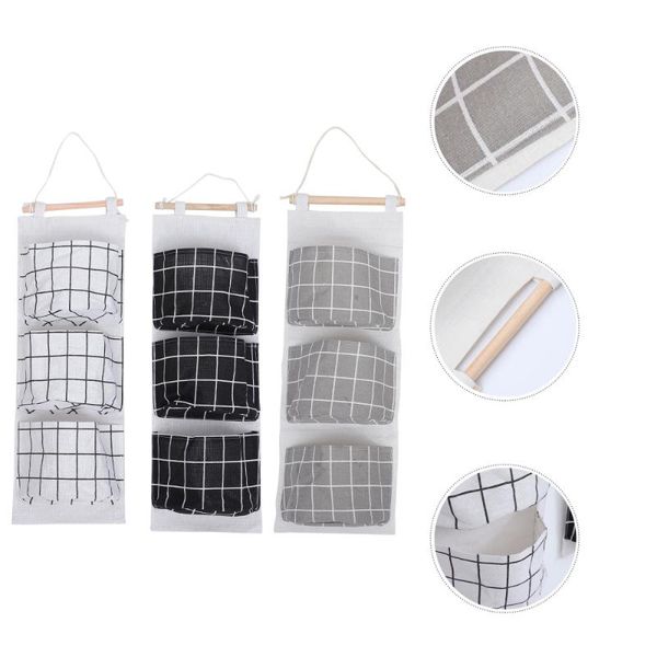 

storage bags 3pcs household wall bag hanging pouches for bedroom