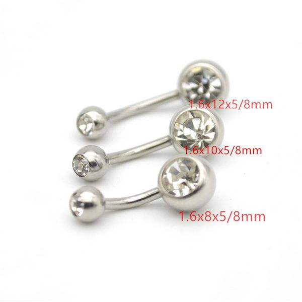 

double clear cz gem belly button rings navel bar fashion body piercing jewelry 14g 316l surgical steel crystal women whole, Silver