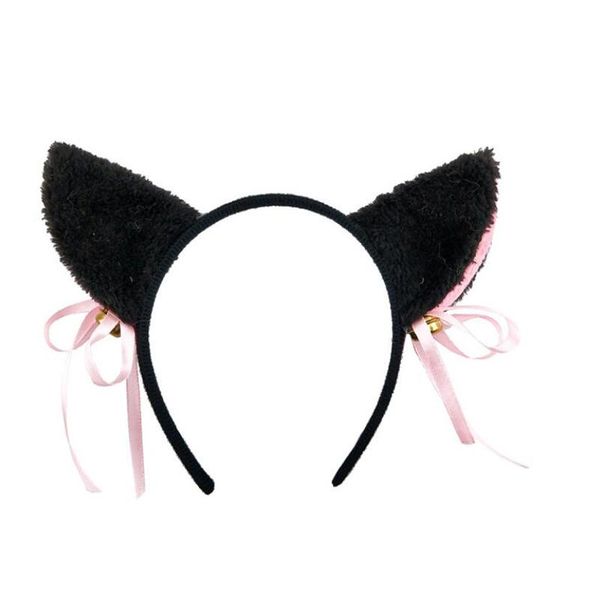 

hair accessories 3 colors beautiful masquerade halloween cat ears ear anime party costume bow tie bell headwear headband hoop, Slivery;white