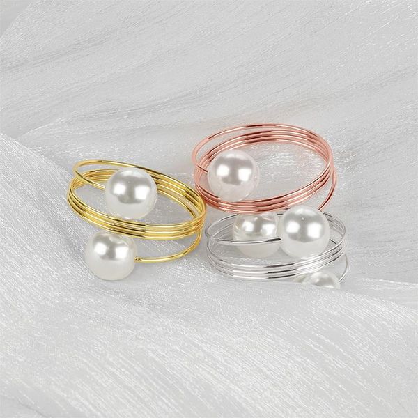 

napkin rings 6/12pcs metal pearl bow buckles towel holder for el wedding party banquet home table dinner decoration